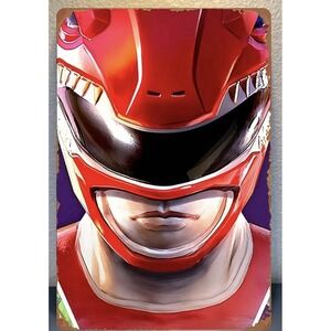 Mighty Morphin Power Rangers Vintage Tin Metal Signs Home Décor 8x12 Red Ranger